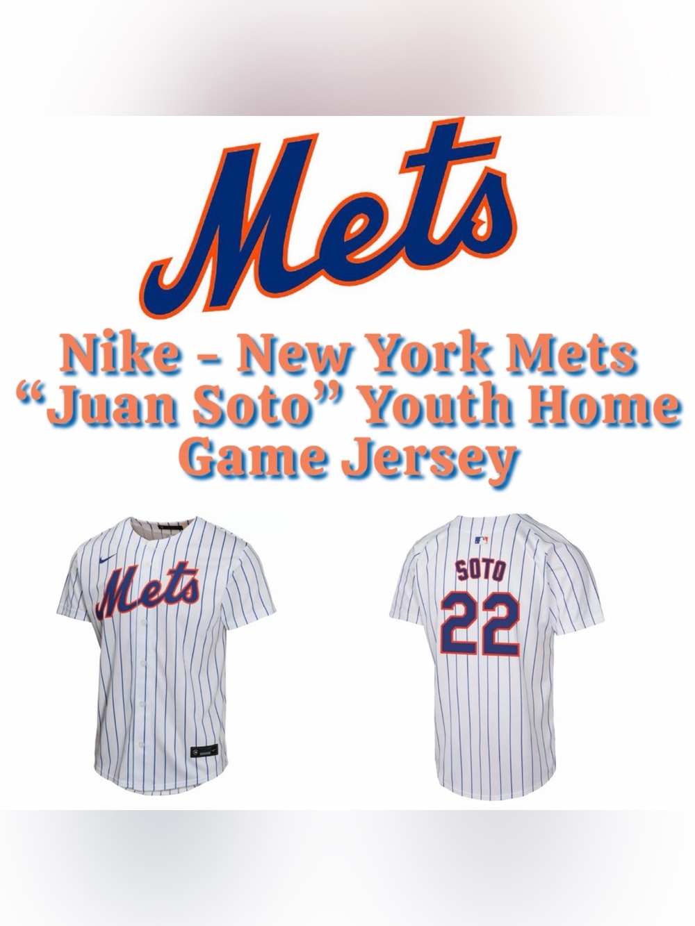 Nike - New York Mets - “Juan Soto” - Home Game Jersey - NWT (Youth XL)